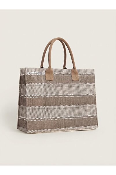 Fonem Biham Straw Women's "Shopper" Shoulder Bag - Durable Polyester-Paper Ya...