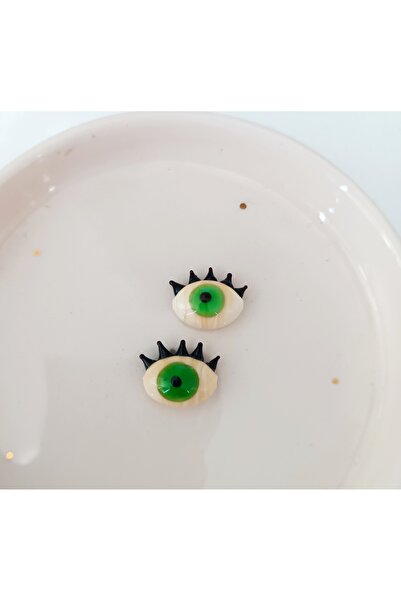 ADAMODART Handmade Murano Glass Green Eye Evil Eye Beads with Eyelashes – Lam...
