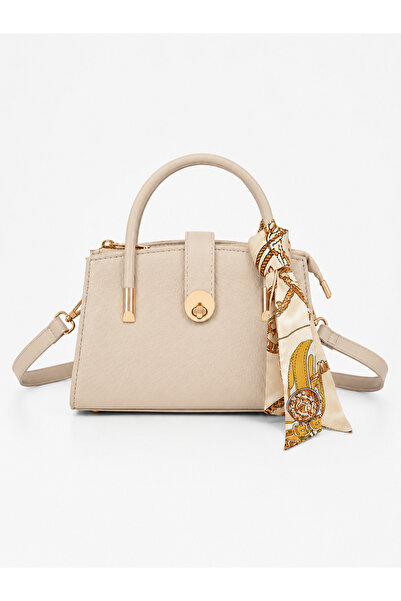 Av A Dos Women's Shoulder Bag with Scarf, Cross Strap, Gold Detailed Mini Han...
