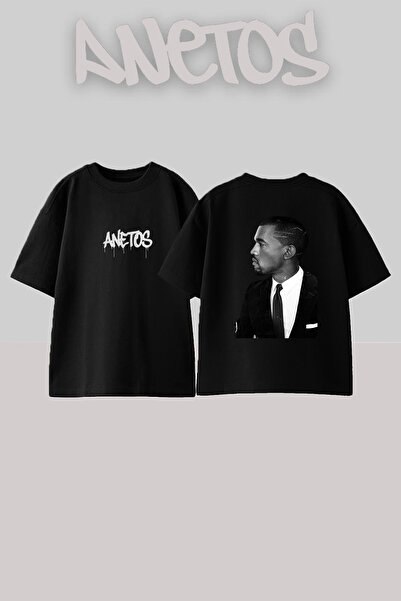 Anetos Kanye West_92 Design Printed Oversize Black T-Shirt