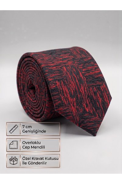 Elegante Cravatte Men's Jacquard Woven Tie Set - 7cm Model, Pocket Handkerchief & Special Boxed
