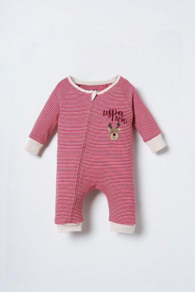 U.S. Polo Assn. Printed Baby Girl Red Jumpsuit Usb3241-C-V1