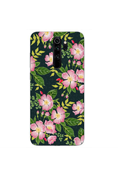 Other Xiaomi Redmi Note 8 Pro Pink flowers green laves Transparent Silicone T...
