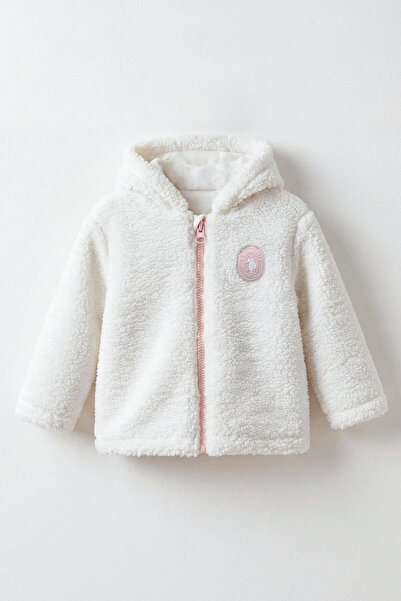 U.S. Polo Assn. Embroidered Baby Girl White Baby Coat Usb3264-C-V1