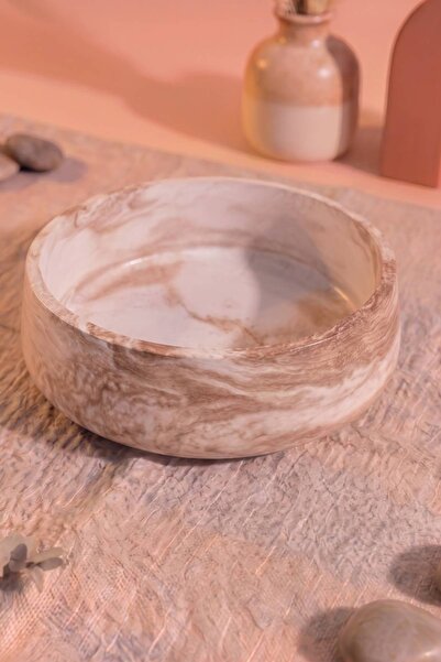 MYELFA Decorative Multi-Purpose Marble Patterned Concrete Deep Bowl