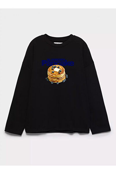 Disante 100% bumbac, cu potrivire oversize, cu imprimeu Pancake - Tricou cu m...