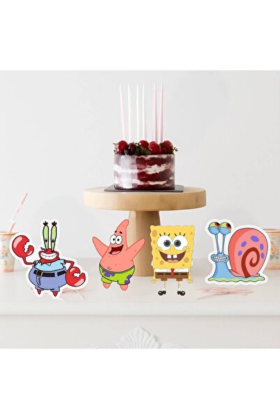 Partiden Sünger Bob Fiğürlü Masa Süsü 4 Adet