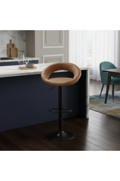 Al Hadaya Mall Sturdy Wood Single Counter Chair with Sleek Design - Honey - S...