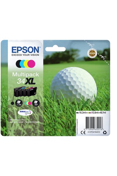 EPSON 34 XL Γνήσιο Πακέτο 4 Μελανών για Εκτυπωτή: Κίτρινο / Κυανό / Ματζέντα ...