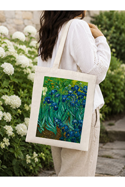 Tomris Hatun Van Gogh Series Printed Raw Cloth Bag, Shoulder Bag, Shopping Cl...