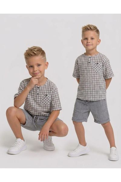 Generic Brand Boy's 4-12 Years Old Linen 2-Piece Set