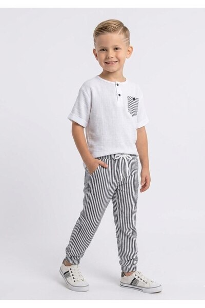 Generic Brand Boy's 4-12 Years Old Linen 2-Piece Set