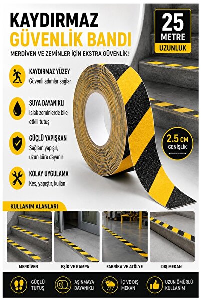 Artlantis Αντιολισθητική ταινία για σκάλες Κίτρινο Μαύρο 25mm 1 Τεμάχιο Προει...