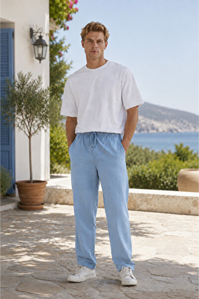 FORMO Men's 100% Natural Cotton Raw Fabric Trousers with Pockets