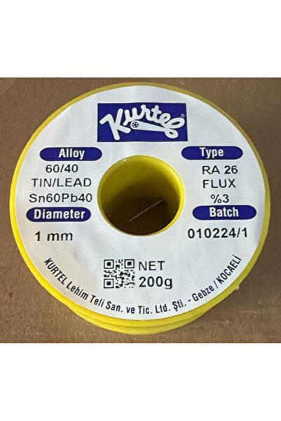 Kurtel Sn60Pb40 Lehim Teli 200 Gr 1 Mm %3 Flux Elektronik Lehimleme