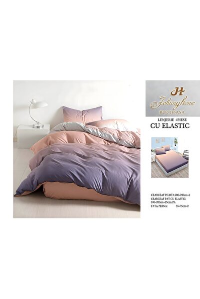 naniland.ro Lenjerie de Pat Bumbac Satinat 2 Persoane 4 Piese cu Elastic 180x...