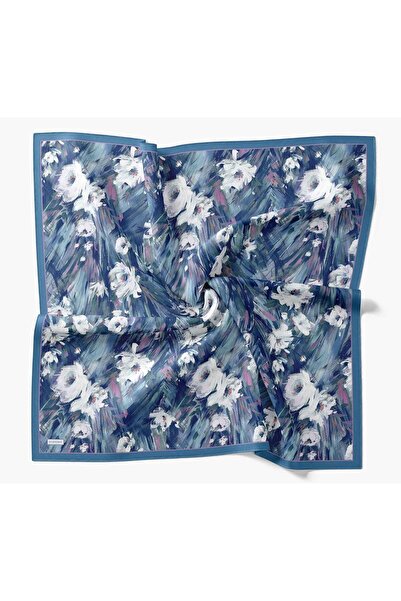 Silk Home وشاح فيلورا بألوان مائية على شكل زهرة نيلي