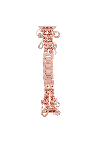 Casen Watch Saat 42mm Rose Gold Taşlı Kalp Tasarımlı Şık Kordon