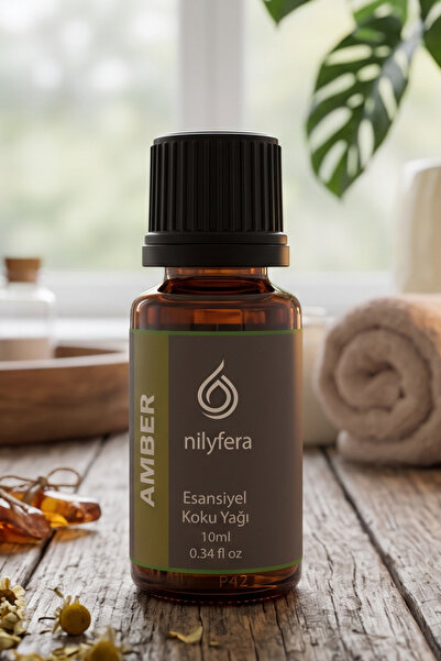 nilyfera Premium Amber Esansiyel Koku Yağı 10 ml - Buhurdanlık, Difüzör, Çamaşır, Mum ve Temizlik Esansı