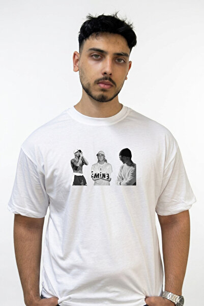 Anetos Eminem_41 Design Printed Oversize White T-Shirt