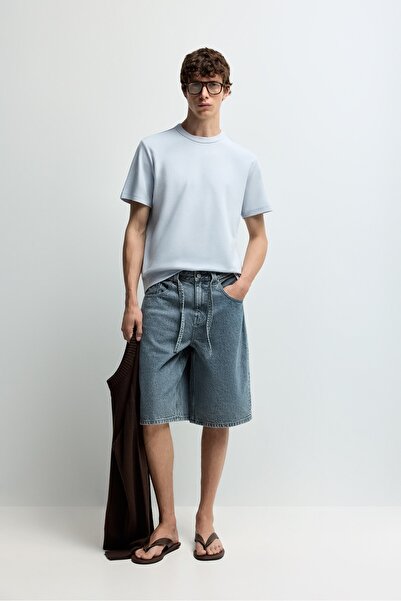 LEFTIES Baggy fit denim bermuda şort