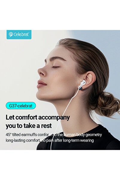 Celebrat earphones με μικρόφωνο G37, USB-C σύνδεση, 14.2mm, 1.2m, μαύρα