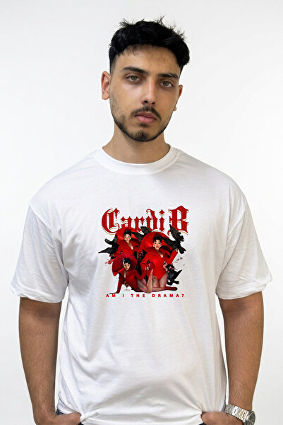 Anetos Cardi B_42 Design Printed Oversize White T-Shirt