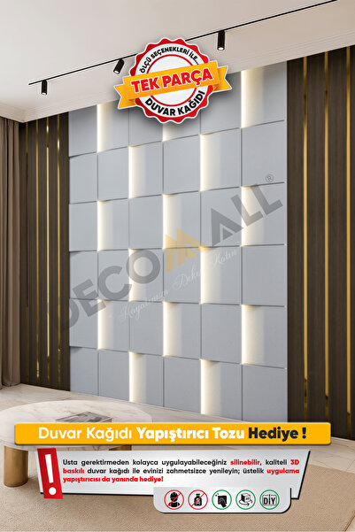 DECOMALL (TV-34) TV Arkası Duvar Kağıdı Tek Parça 3D Çita Mermer Görünümlü Sa...