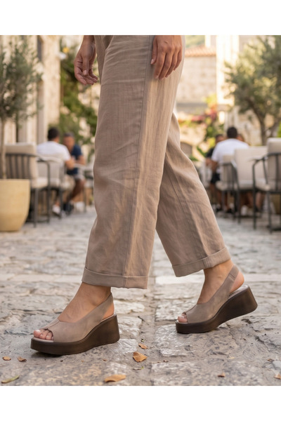 Deripabuc Genuine Leather Mink Suede Women's Leather Sandals Dp26-1701
