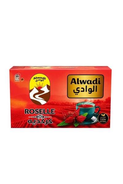 jherb Alwadi Roselle Hibiscus Tea, 100% Natural Herbal Tea - 20 Sachets