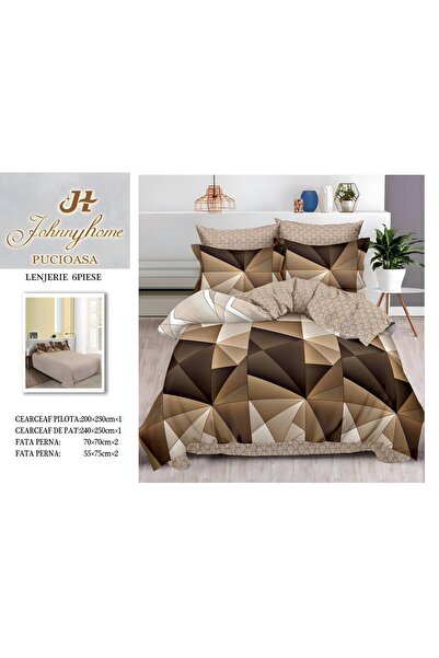 naniland.ro Lenjerie de Pat Bumbac Satinat 2 Persoane 6 Piese Fără Elastic 20...