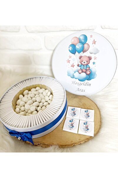 Sweet Story 100 Adet+200 Gr Drajeli Bulutta Balonlu Ayıcık İsme Özel Hoşgeldi...