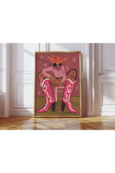 Tuba Decor Εικόνα με ξύλινο πλαίσιο ενός τεμαχίου, καουμπόισσα