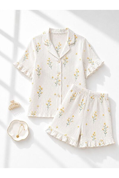 BELLEVRA Bürümcük Fabric Shorts Pajama Set