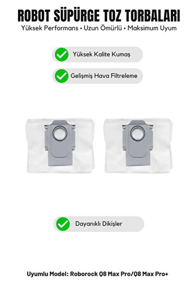 Asgard Grup 2-Pack Dust Bag Compatible with Roborock Q8 Max Pro/Q8 Max Pro+