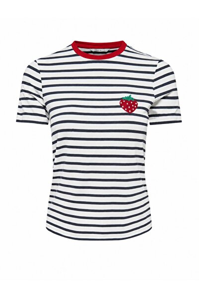 ONLY Дамска екрю тениска Onlheart S/s Jrs Noos