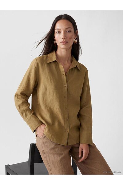 LC Waikiki Lcw Everyday Brown Women's 100% Linen Shirt