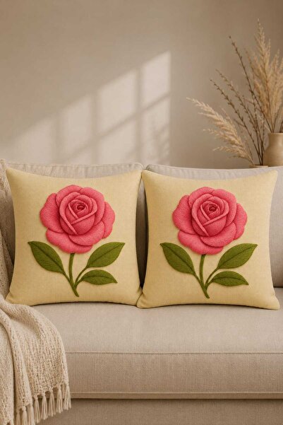 Sakallı Set of 2 Decorative Throw Pillow Covers – Digital Print Rose Pattern ...