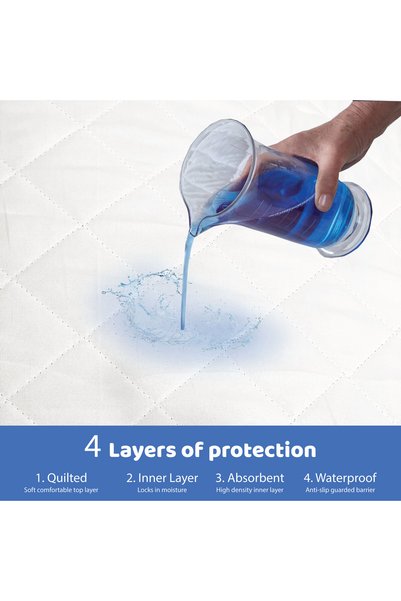 Siesta Zen 100% Waterproof Mattress Sheet Pad for Adults & Kids Incontinence & Bedwetting, Washable Protector with Tuck-In Flaps, 4 Layers Absorbent Mat Holds up to 8 Cups