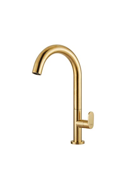 ARMANDO VICARIO Slim Brushed Gold Μπαταρία Νιπτήρος Υψηλή, με Bαλβίδα clic-clac