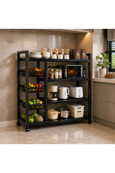 laverahome Iron 4 Layers Multipurpose Kitchen Organizer Rack Storage Shelf wi...