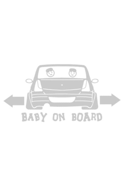 OEM Autocolant decorativ auto  "bebeluș la bord, logan'', 15cm, Alb
