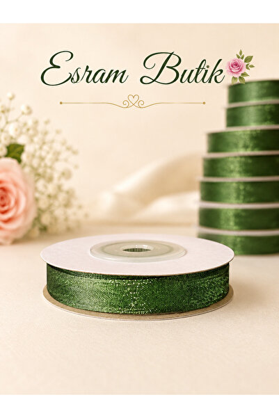Esram Butik Organze Tül Kurdele Haki Yeşil 1 cm 23 mt, Gelin, Bohça, Nişan, Ç...
