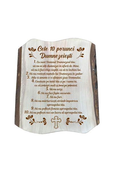 LimArt Placheta decorativa din lemn cu text religios, tip icoana cu scoarta, ...