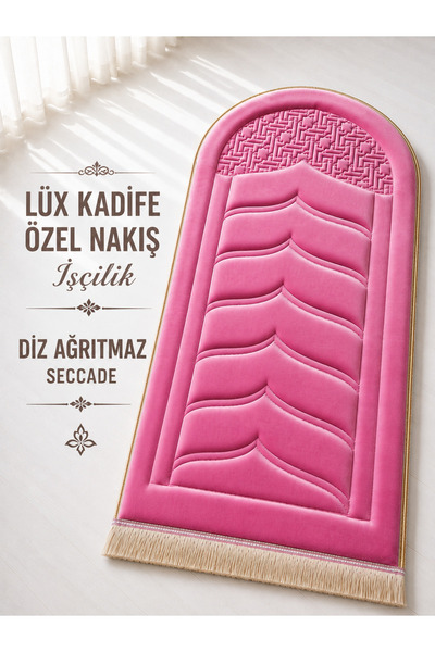 Yusrina Yüsrina ipek kadife 1.5 cm süngerli, özel nakış detaylı namazlık, ort...