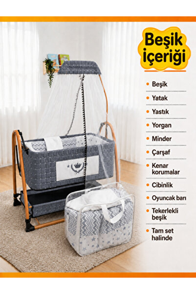 modabebekler Anne Yanı Cibinlikli Uyku Setli Sallanır Sabitlenir Geniş Alt Se...