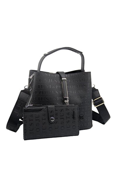 Just Polo Women's Hand and Shoulder Bag Set with Logo Embossed Bucket Model W...