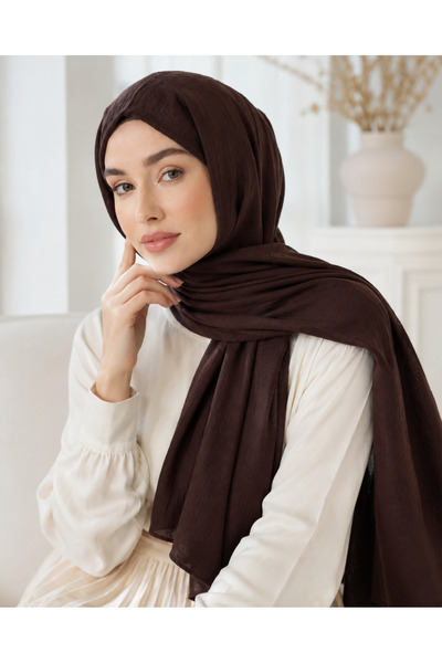 4seasons scarf Dark Brown Color Plain Chiffon Saree