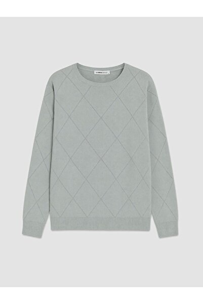 LC Waikiki Lcw Grace Green Crew Neck Diamond Patterned Women's Knitwear Sweater