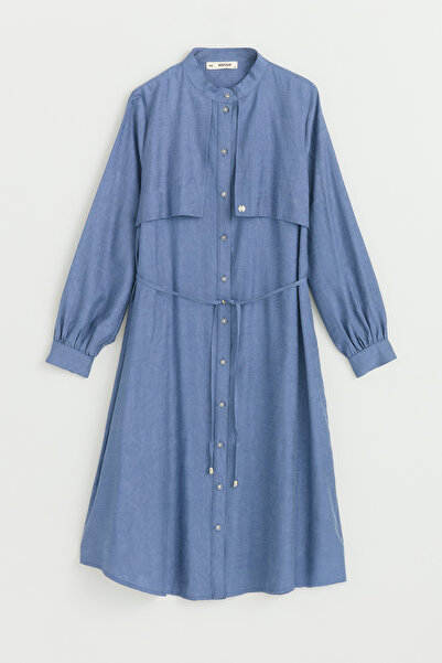 Nihan Aller Detailed Hakim Collar Lyocell Wear-Remove - Indigo